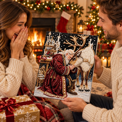 Christmas Pearl Diamond Painting Kit for Adults, 3D Pearl Bead Art DIY Craft with Santa, Reindeer, Angel & Christmas Tree Designs, Handmade Holiday Decor Gift