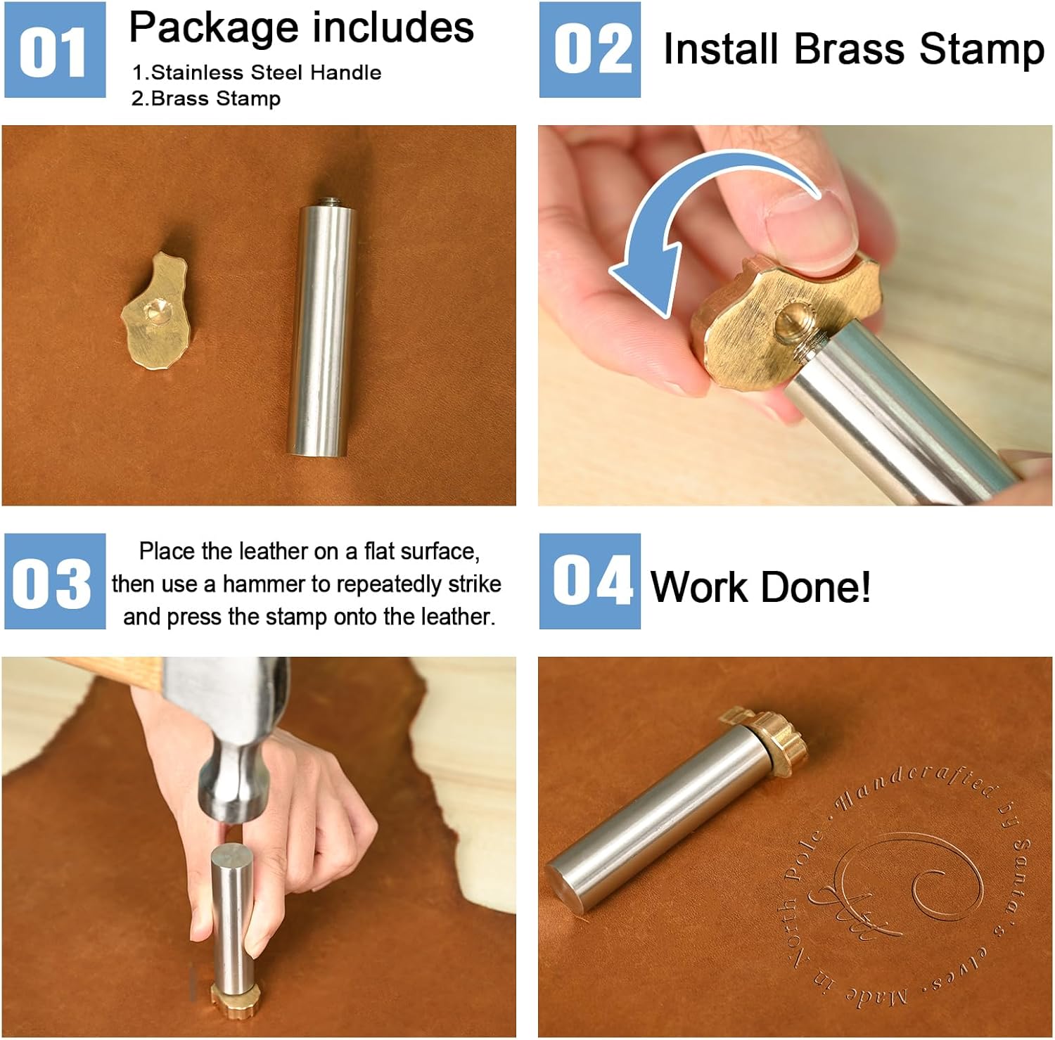 Custom Leather Stamp, Personalized Metal Leather Stamp with Your Own Design