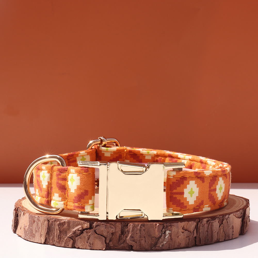 Personalized Floral Pet Collar – Adjustable Collar with Custom Engraved Buckle