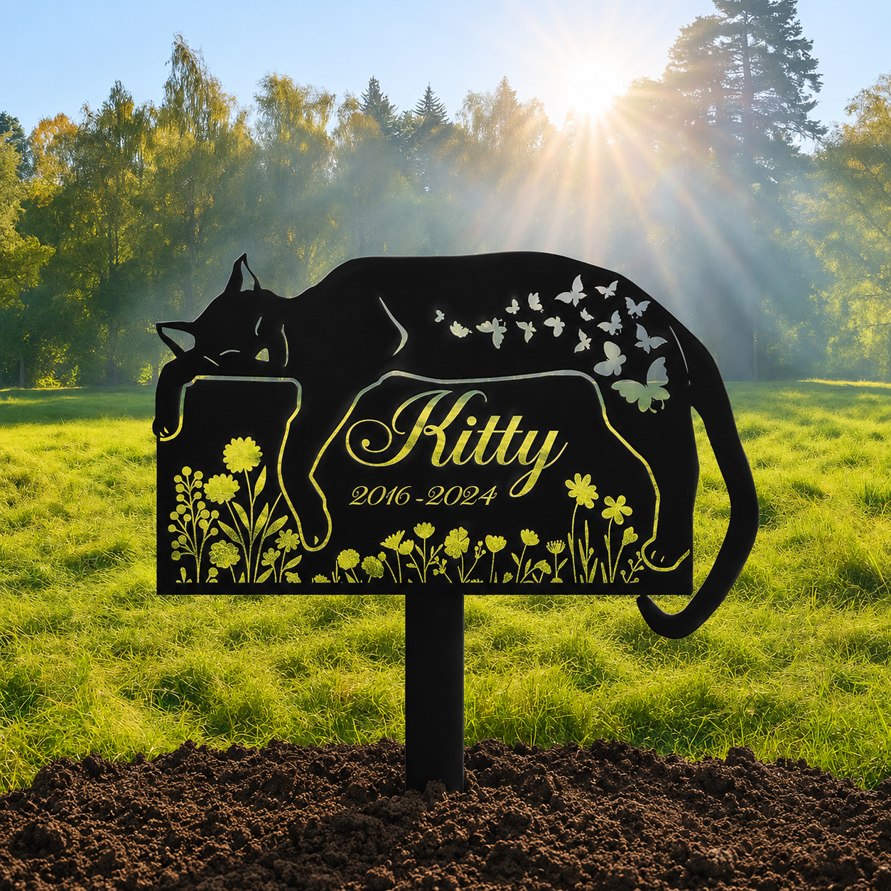 Personalized Cat Grave Marker – Custom Outdoor Pet Memorial Stone with Name and Years, Cat Headstones for Backyard or Pet Cemetery, Pets Grave Markers