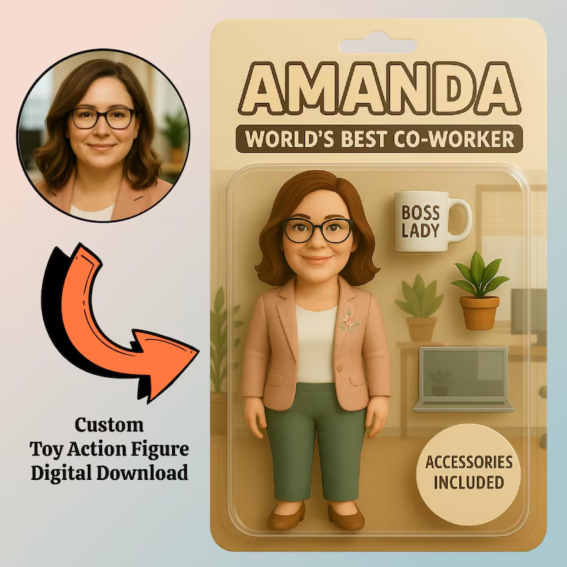 Funny Christmas gift for coworker, Personalized gift for co-worker, white elephant exchange, Custom Action Figure box