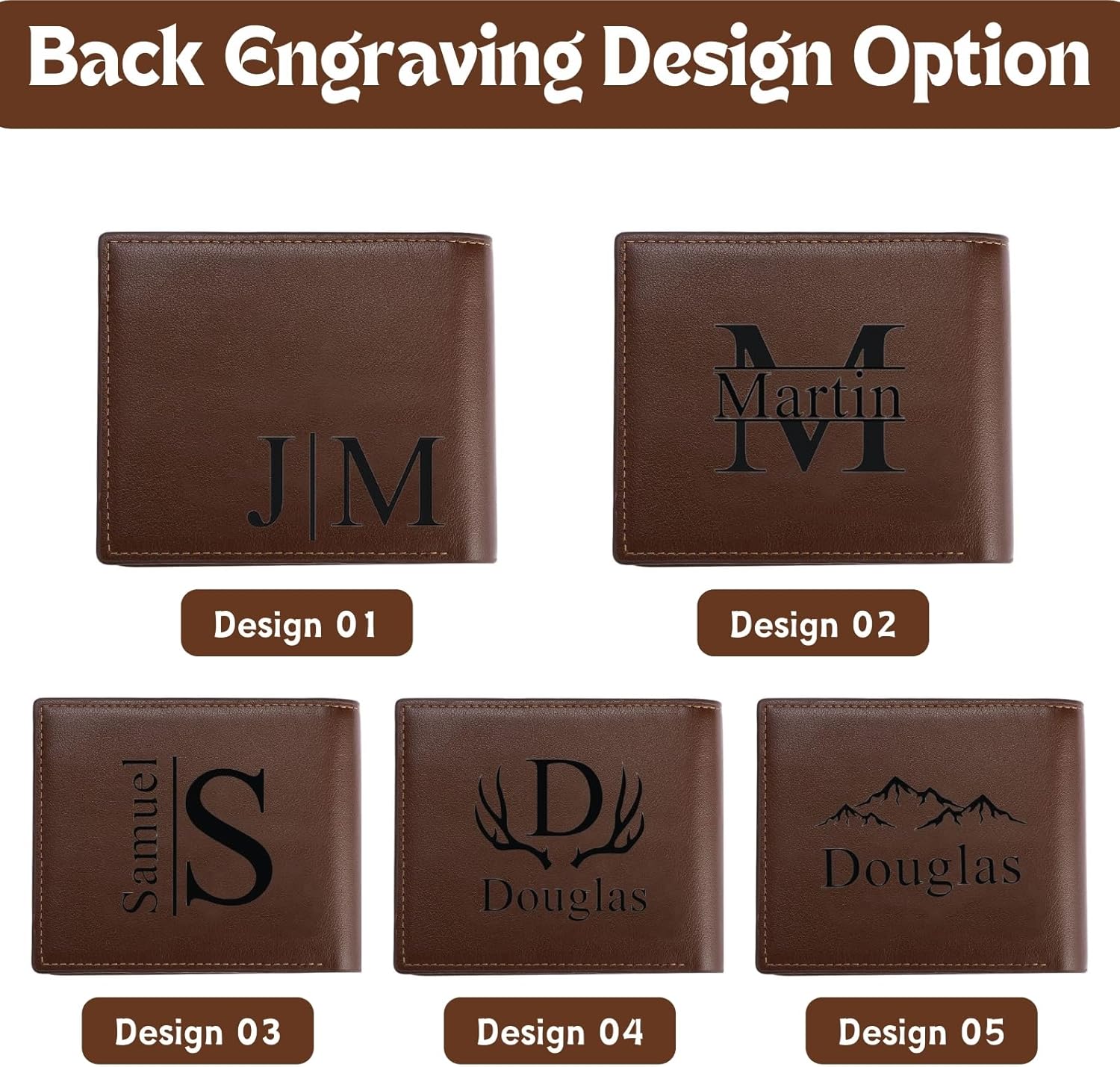 Custom Wallets for Men, Personalized Photo & Name Wallet for Men One Fist Bump Engraved Leather Wallet for Dad Husband Son BF Groomsmen Birthday Anniversary Christmas Father's Day Gifts