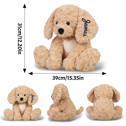 Custom Golden Retriever Stuffed Animal, 12.2" Puppy Plush Personalized Embroidered Name Stuffed Dog Plushie