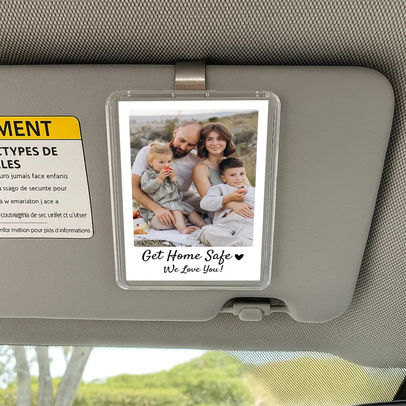 Custom Photo Car Visor Clip, Personalized Sun Visor Picture Clip, Father's Day Gift, Boyfriend Gift, Family Portrait Decoration, Drive Safe