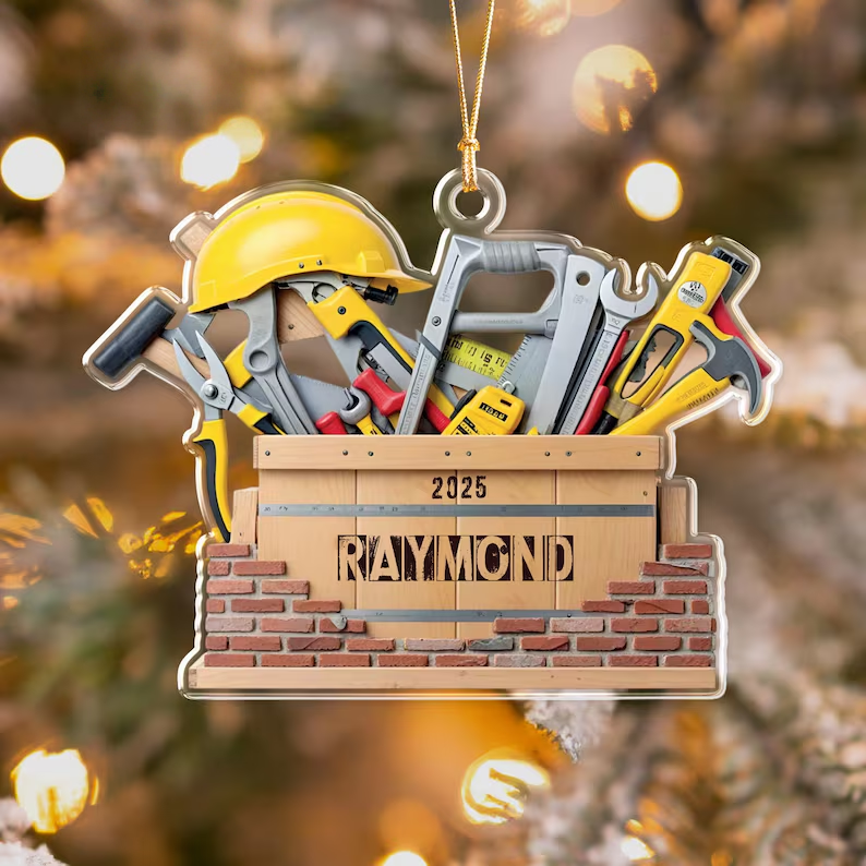 Personalized Handyman Ornament, Custom Construction Worker Tool Ornament, Woodworker Ornament, Handyman Tool Ornament, Gift For Dad
