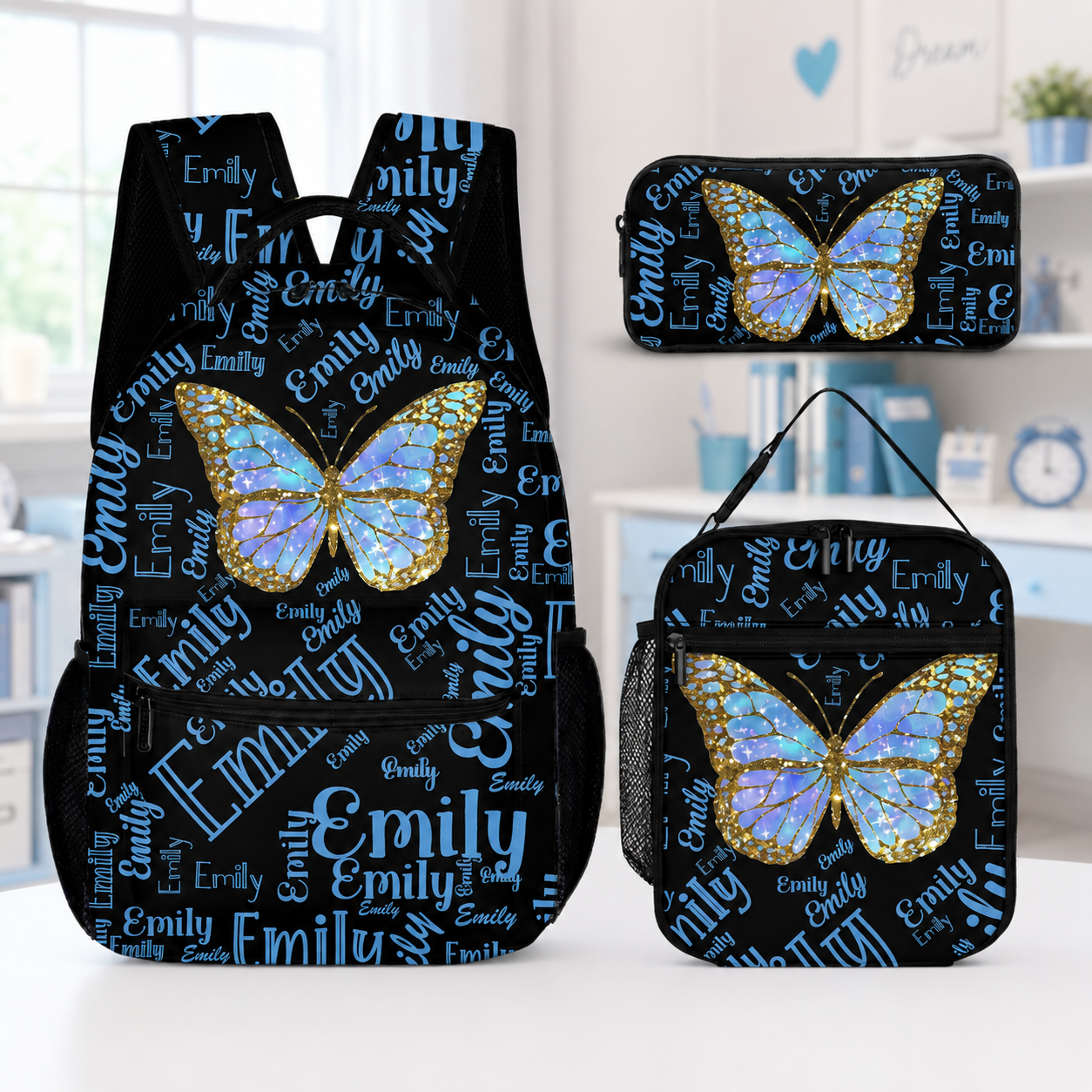 Customized Flashing Butterfly Backpack - Personalized Name And Color - Gift For Butterfly Lovers