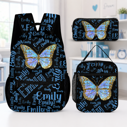 Customized Flashing Butterfly Backpack - Personalized Name And Color - Gift For Butterfly Lovers