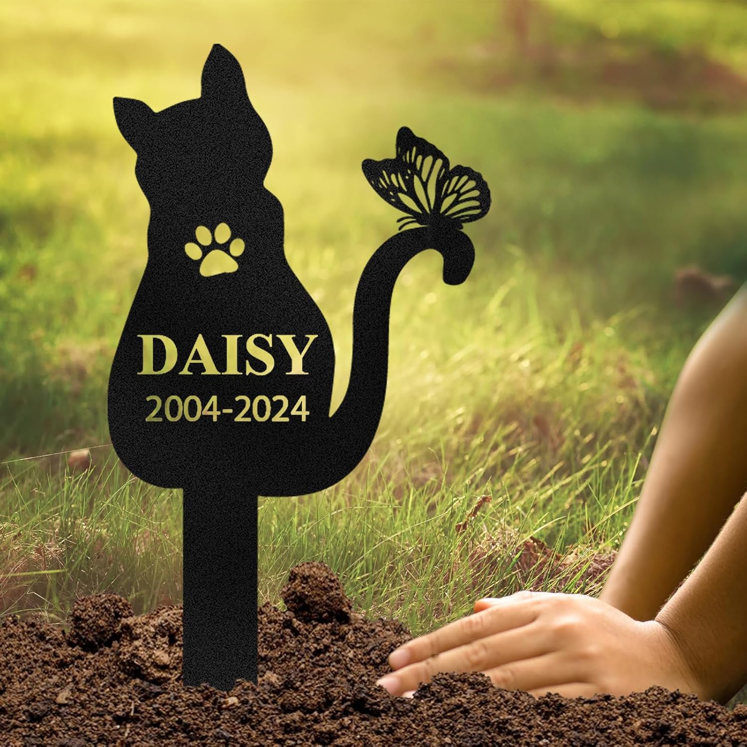 Personalized Pet Memorial Garden Stake, Custom Cat Headstone for Outdoor Decor | Memorial Plaque for Lost Pets-MetalsignX