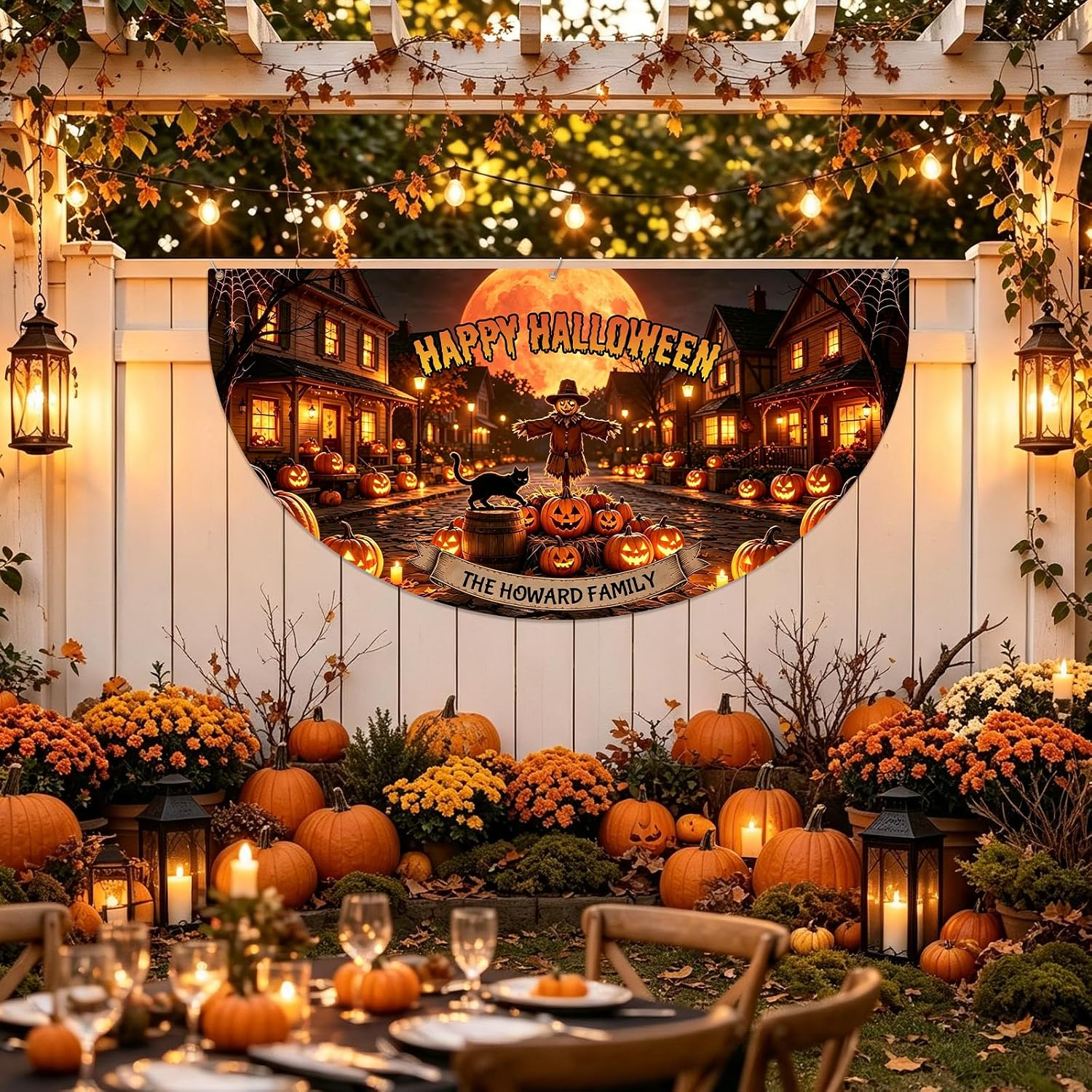 Custom Halloween Banner Personalized Halloween Bunting Party Backdrop for Indoor & Outdoor