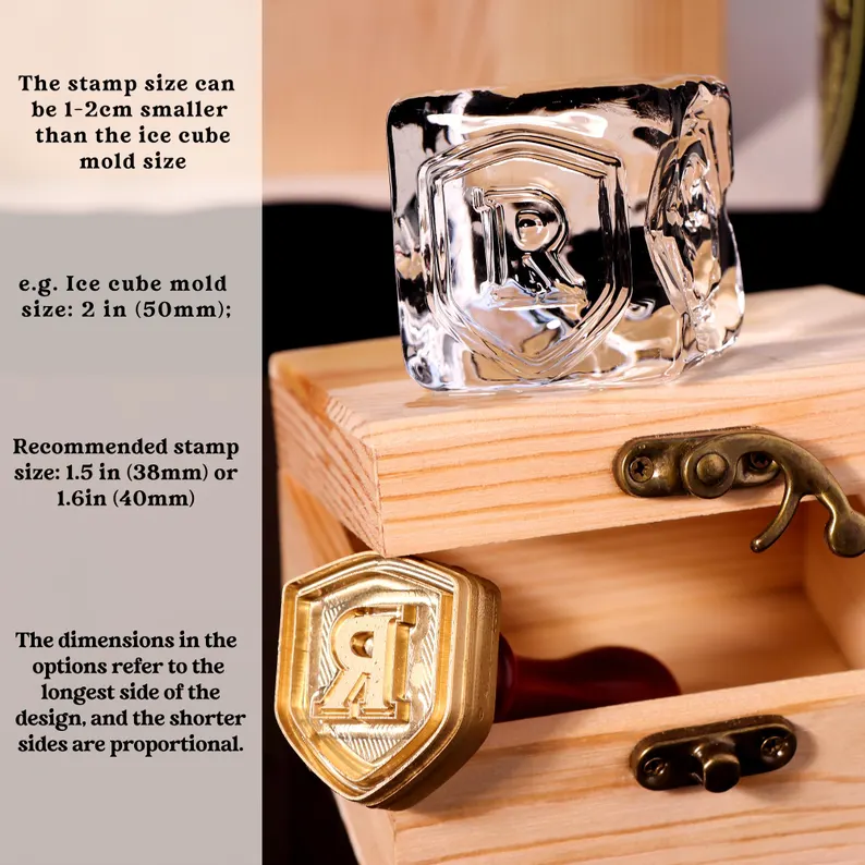 Personalized Ice Cube Stamp: Custom Logo Brass Stamp for Cocktails & Whisky Lover