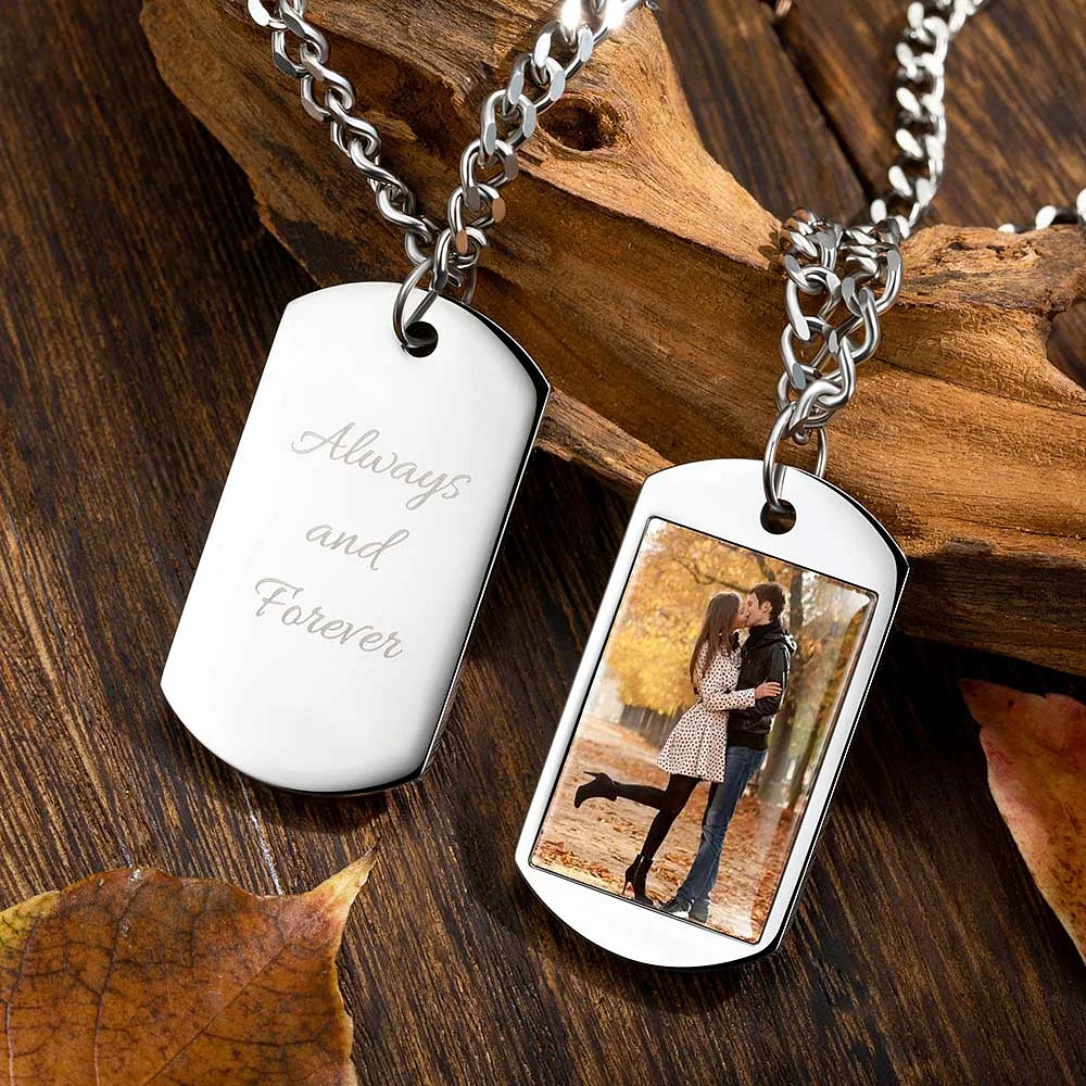 Personalized Photo Keychain Necklace with Engraved Text Birthday Anniversary Gift for Family Friend