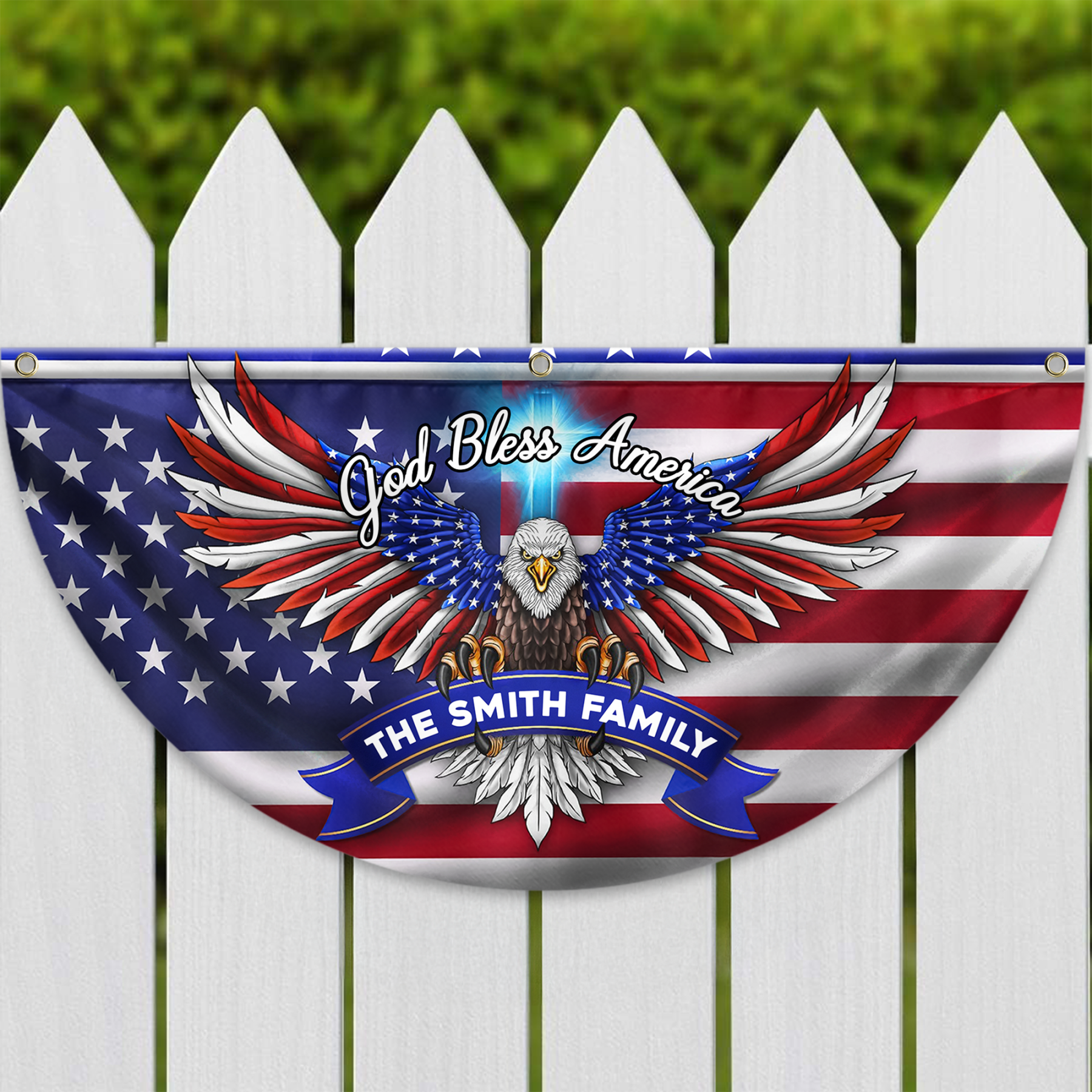 Personalized America 250th Anniversary Bunting Flag Custom Family Name Faith, Family & Freedom America 250 Years Non-Pleated Fan Flag HA75 898786