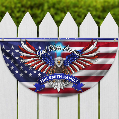 Personalized America 250th Anniversary Bunting Flag Custom Family Name Faith, Family & Freedom America 250 Years Non-Pleated Fan Flag HA75 898786
