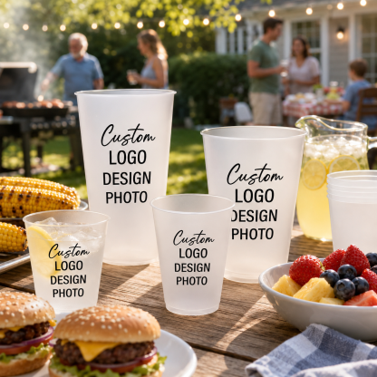 Custom Logo Party Cups, Personalized Plastic Cups for Birthdays, Weddings & Holiday Celebrations
