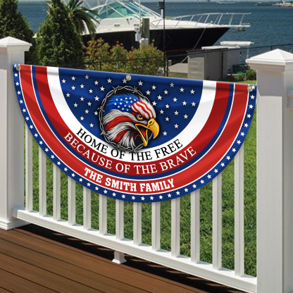 Personalized America 250th Anniversary Bunting Flag Custom Family Name Home Of The Free Because Of The Brave Non-Pleated Fan Flag CH07 910180