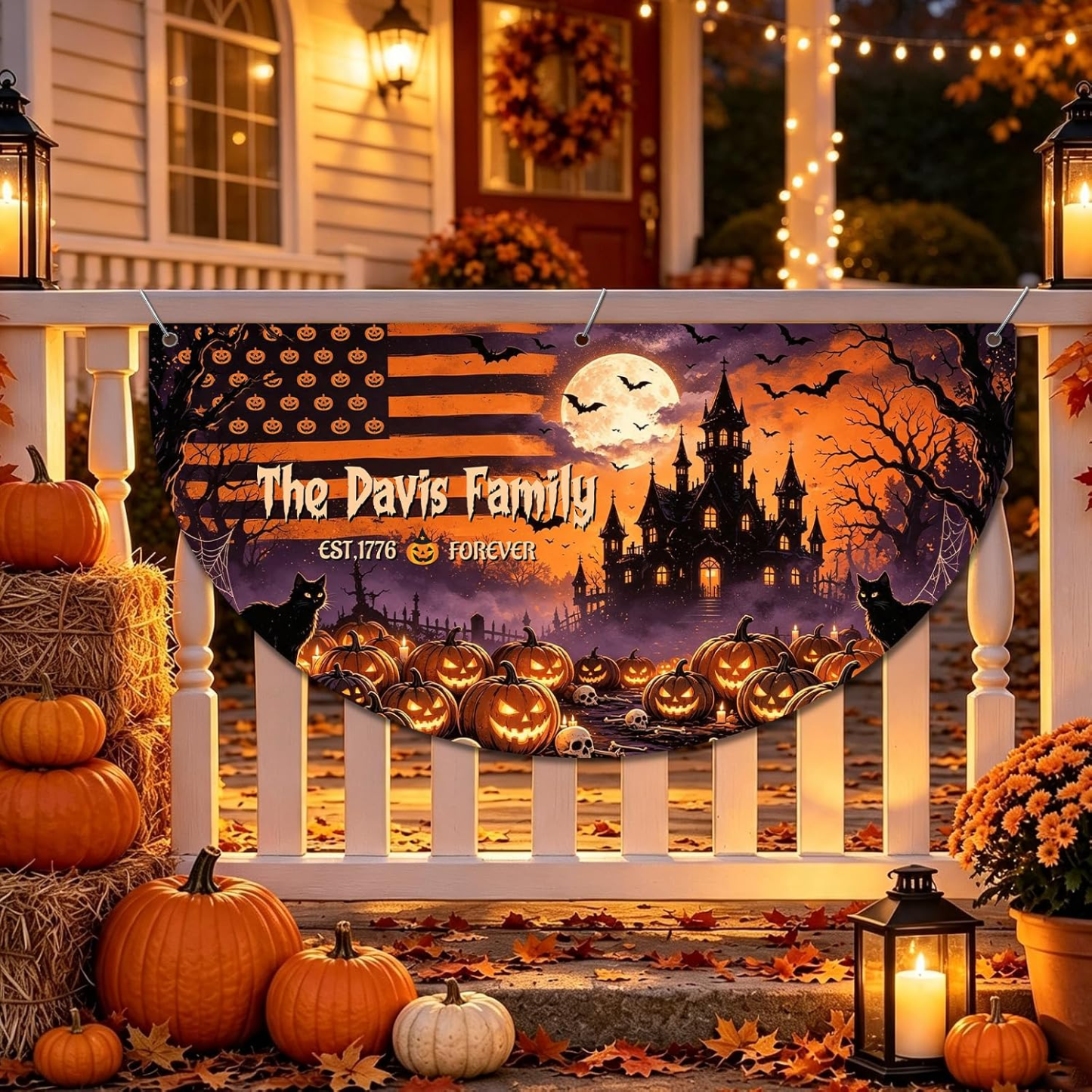 Custom Halloween Banner Personalized Halloween Bunting Party Backdrop for Indoor & Outdoor