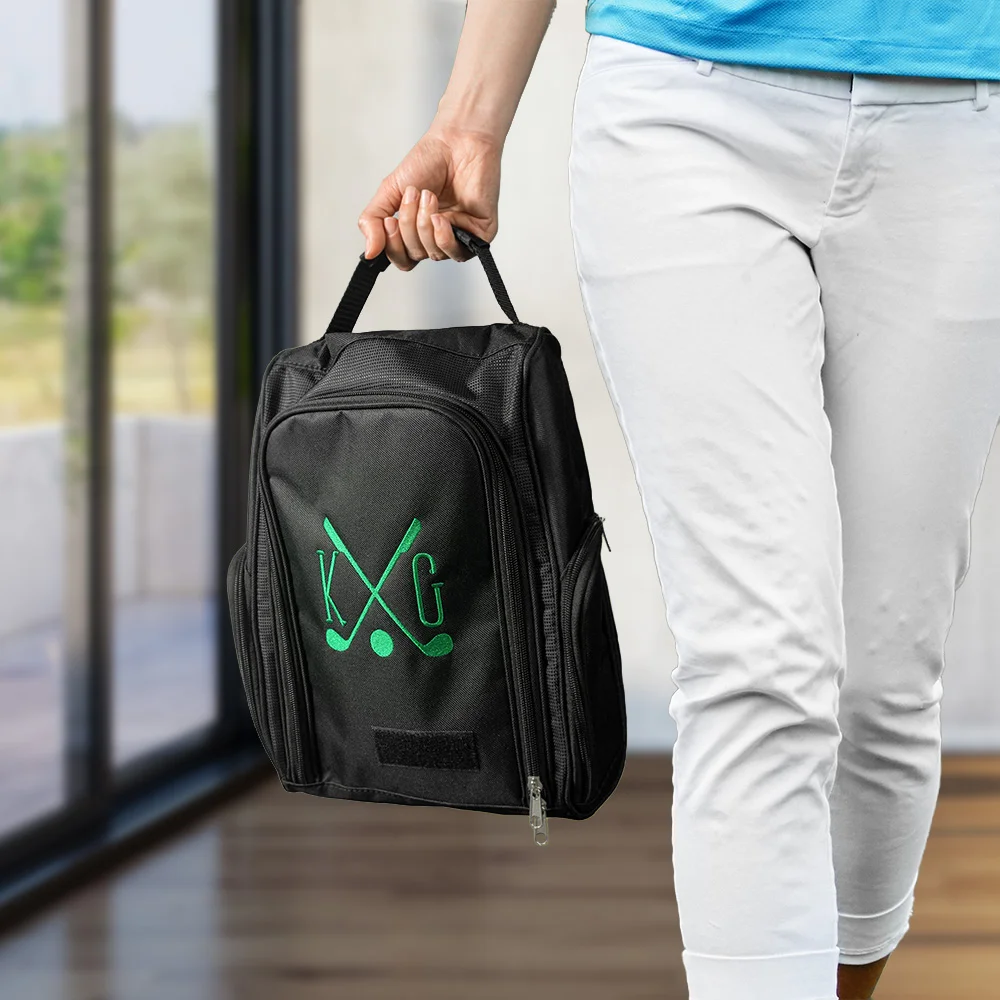 Personalized Golf Shoe Bag with Name and Monogram - Custom Golf Gifts for Men & Women - Embroidered Golf Shoe Carrier - Groomsmen & Father's Day Gift - Portable Shoe Organizer for Travel