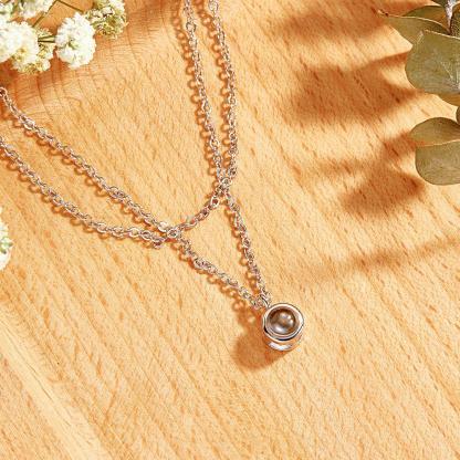 Layered Custom Necklace Personalized Photo Projection Necklace Anniversary Gifts for Her