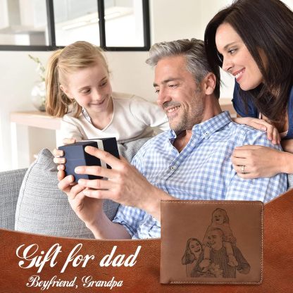 Personalized Photo Wallets for Men, Custom Name Mens Wallets for Him Boyfriend Husband Dad Men, Personalized Gifts Engraved Photo Name Text Wallets for Birthday Anniversary
