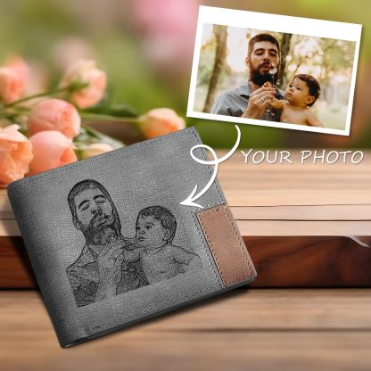 Custom Wallets for Men, Personalized Photo Wallets for Fathers Day, Personalized Gifts Engraved Wallets for Boyfriend Husband Dad Men Him