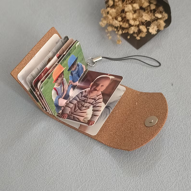 Personalized Mini Photo Album Keychain • Custom Leather Photo Keychain • Christmas Gift • Best gift for her • Photo Memory Gift