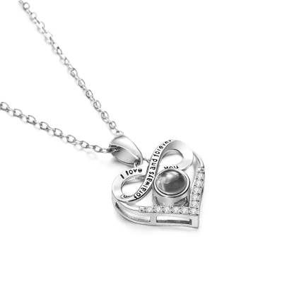 Custom Infinite Photo Projection Necklace Memorial Gift for Mom Infinity Love Necklace Personalized Picture Inside Jewelry