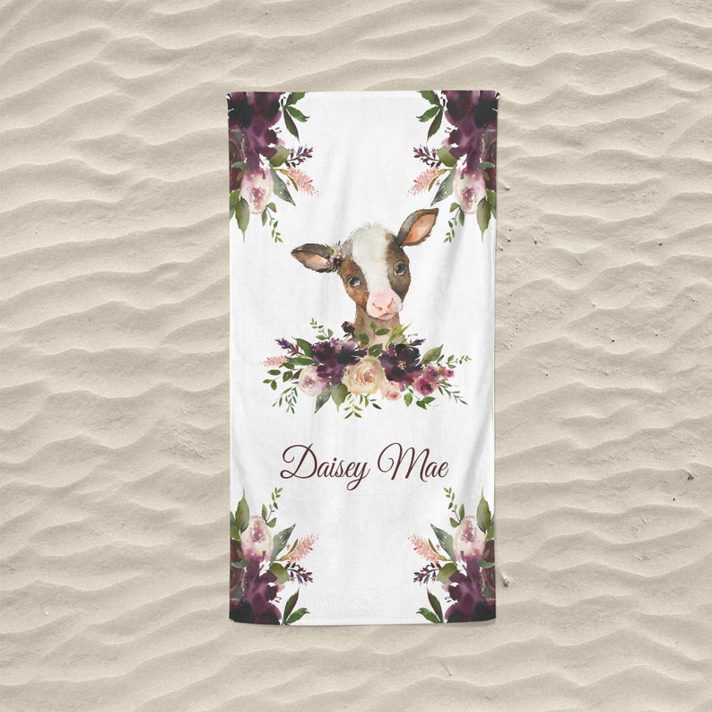 Cow Beach Towel, Cow Design Towel, Customized Beach Towel For kids