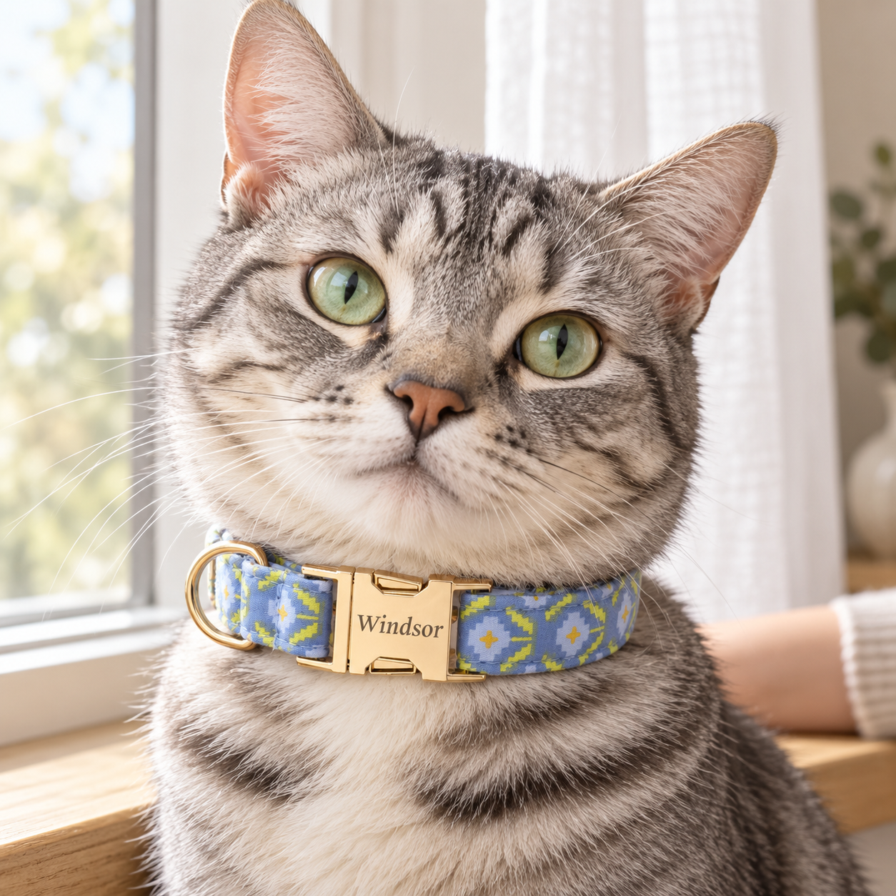 Personalized Floral Pet Collar – Adjustable Collar with Custom Engraved Buckle