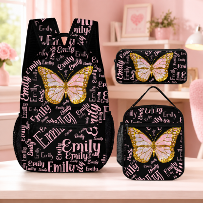 Customized Flashing Butterfly Backpack - Personalized Name And Color - Gift For Butterfly Lovers