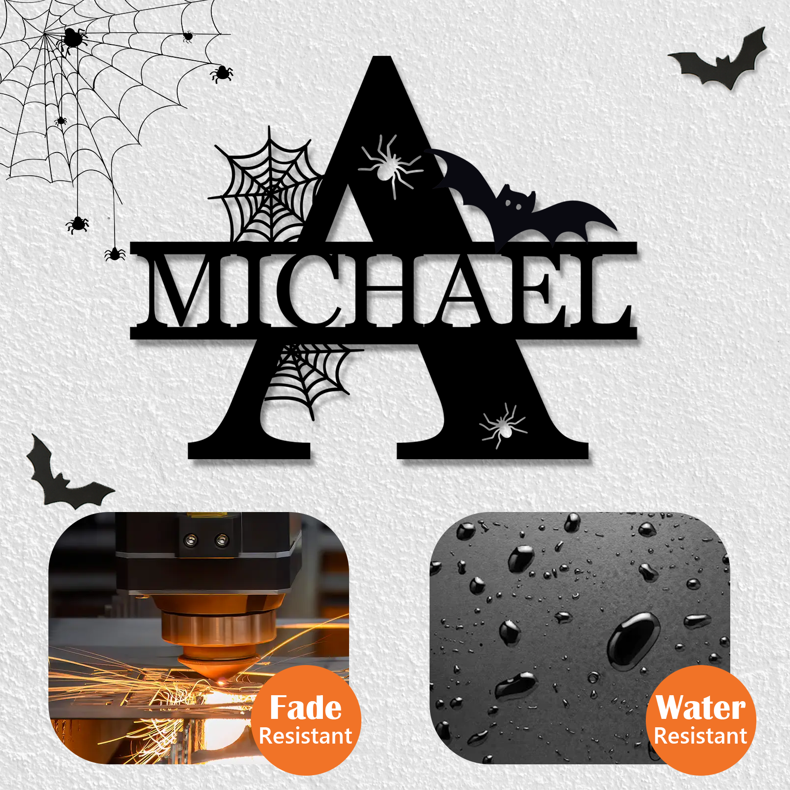 Custom Halloween Split Monogram Personalized Halloween Alphabet Letters Halloween Family Name Sign Spooky Last Name Letter Monogram Custom Metal Fall Autumn Home Decor