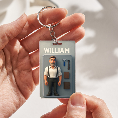 Fully Body Customizable Action Figure Pack Packaging Toy Box Style Art Gift Personalized 2D Printing Acrylic Keychain Gift for Him