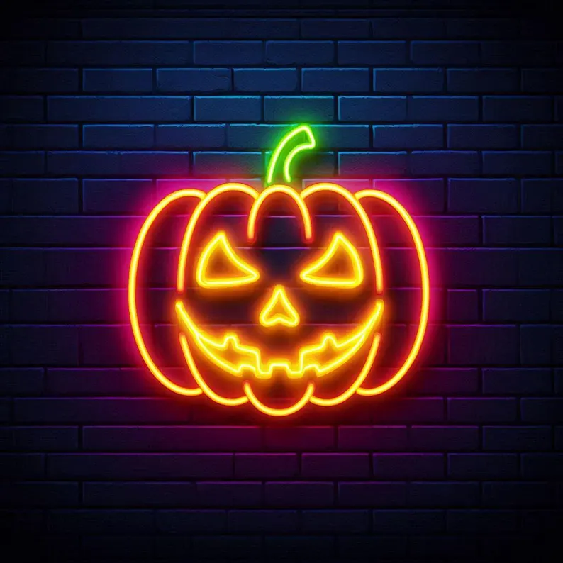 Custom Halloween Neon Wall Sign, Handmade LED Light Up Decor For Holiday & Parties