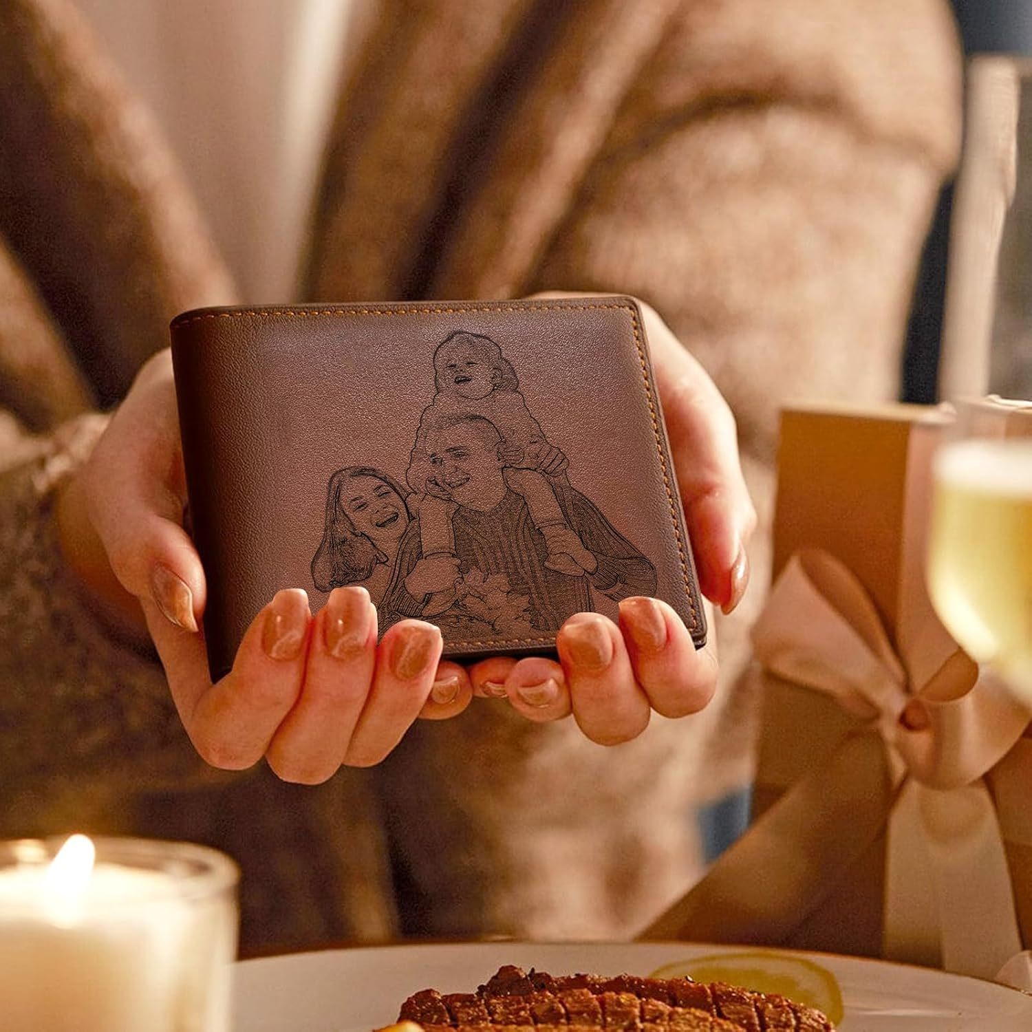 Personalized Photo Wallets for Men, Custom Name Mens Wallets for Him Boyfriend Husband Dad Men, Personalized Gifts Engraved Photo Name Text Wallets for Birthday Anniversary