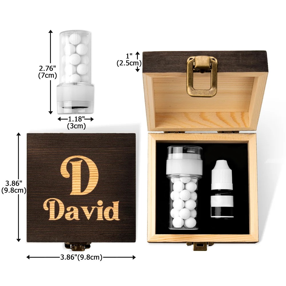 Personalized Name Initial Monogram Golf Ball Stamp and Wooden Storage Box Golf Course Accessory Birthday Sports Gift for Golf Players Lovers