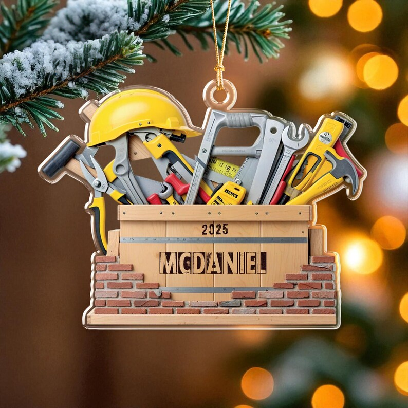 Personalized Handyman Ornament, Custom Construction Worker Tool Ornament, Woodworker Ornament, Handyman Tool Ornament, Gift For Dad