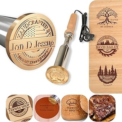 Custom Wood Branding Iron – Personalized Logo Temperature-Controlled Wood Burning Stamp with Electric and Manual Options, Metal Branding Iron for Leather, Food, Meat, and Letter Designs, Gifts for Weddings & Handcraft