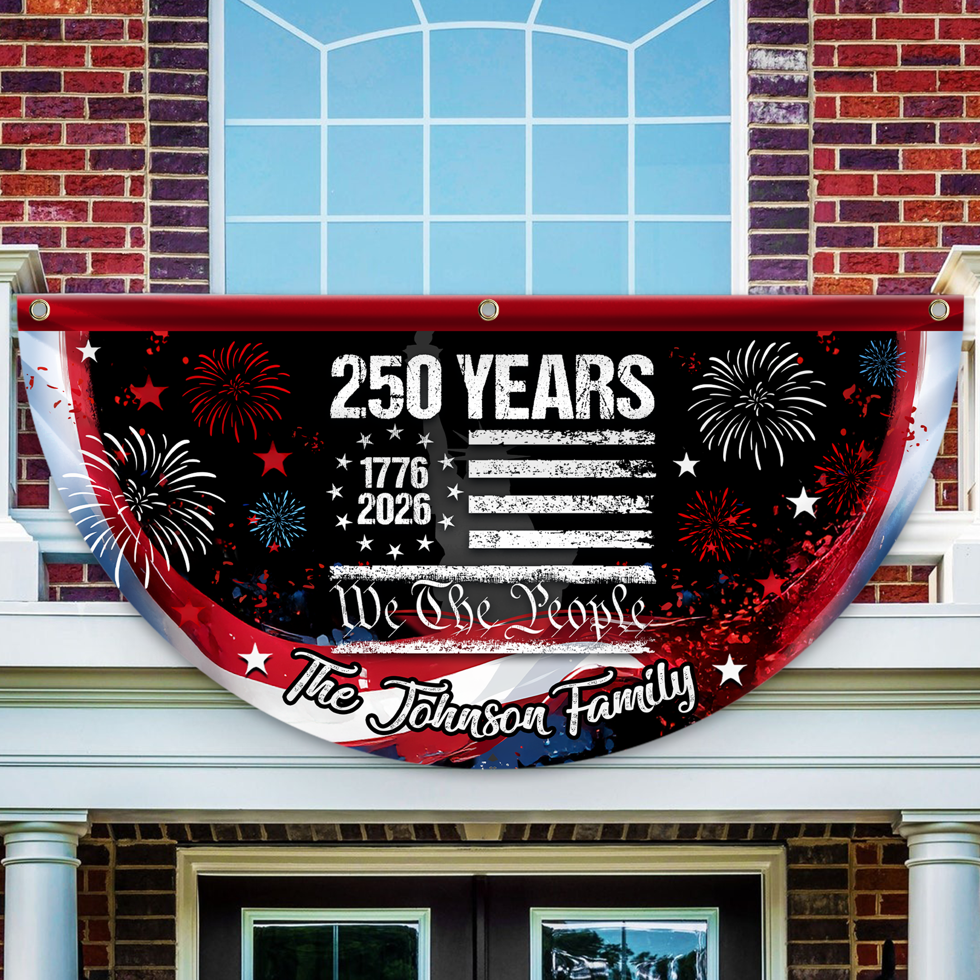 Personalized 250 Years of Freedom America Flag Custom 250 Years USA 250th Birthday 1776-2026 Eagle Non-Pleated Fan Flag USA 250th Anniversary Bunting Flag