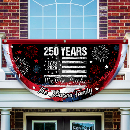 Personalized 250 Years of Freedom America Flag Custom 250 Years USA 250th Birthday 1776-2026 Eagle Non-Pleated Fan Flag USA 250th Anniversary Bunting Flag
