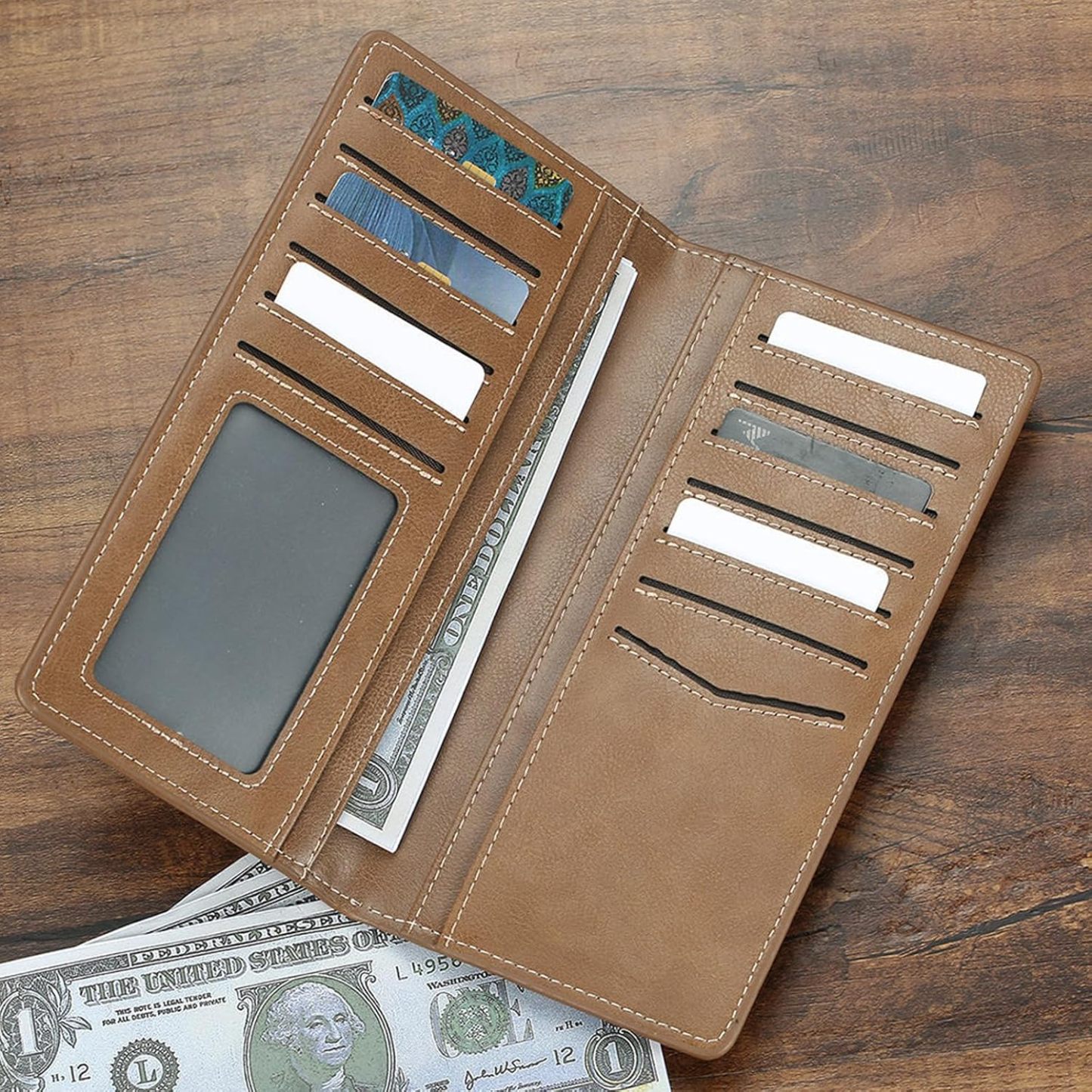 Custom Wallet for Men, Personalized Engraved Men's Wallet, Long Leather Men Wallet with Photo Name for Anniversary Birthday Wedding, Personalized Gifts for Him Dad Husband Groomsman Boyfriend