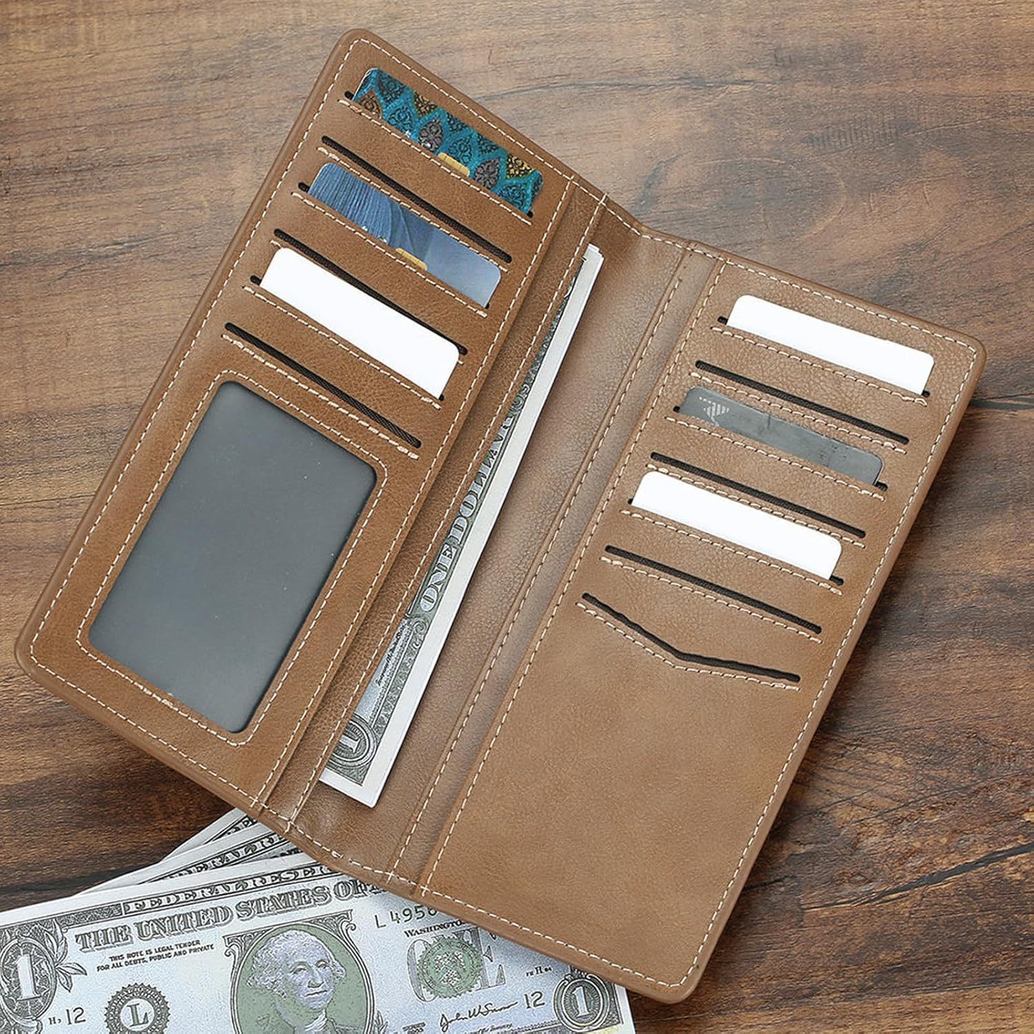 Custom Wallet for Men, Personalized Engraved Men's Wallet, Long Leather Men Wallet with Photo Name for Anniversary Birthday Wedding, Personalized Gifts for Him Dad Husband Groomsman Boyfriend