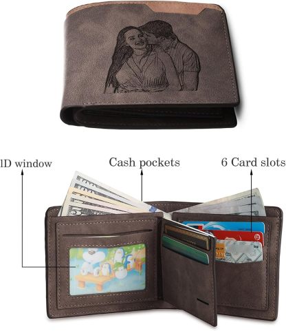 Custom Wallets for Men, Personalized Photo Wallets for Fathers Day, Personalized Gifts Engraved Wallets for Boyfriend Husband Dad Men Him