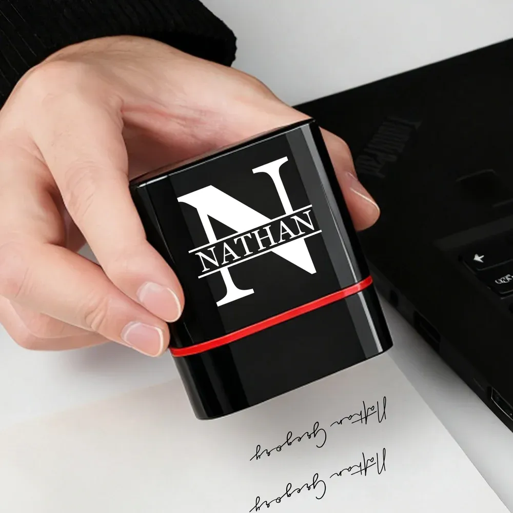 Personalized Simple Initial Name Portable Stamp with Text Daily Use Birthday Gift for Business Partners Friends Family