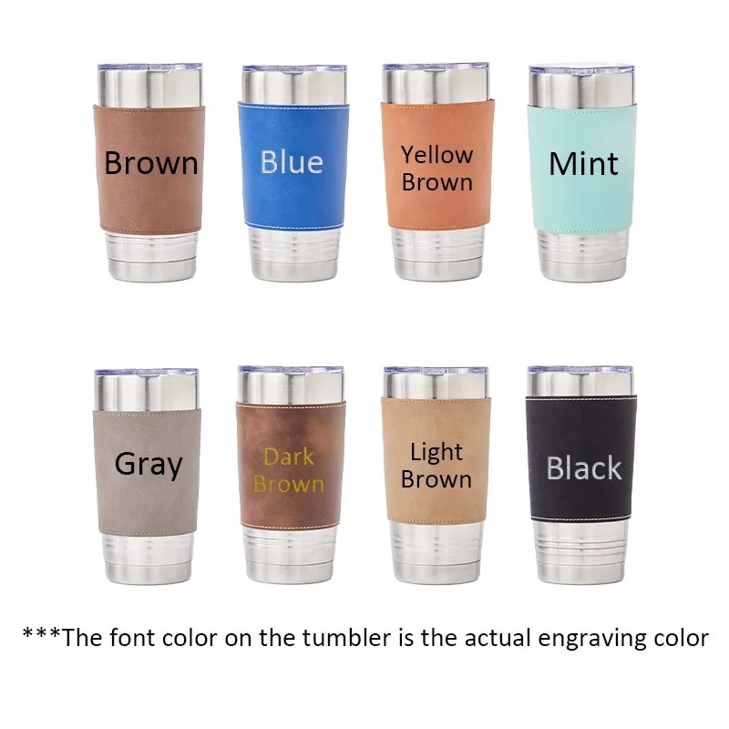 Personalized Wedding Party Tumbler Men’s 20oz Leather Tumbler Custom Groomsmen Gift Tumbler Groom Gift Best Man Bachelor Party Coffee Mugs