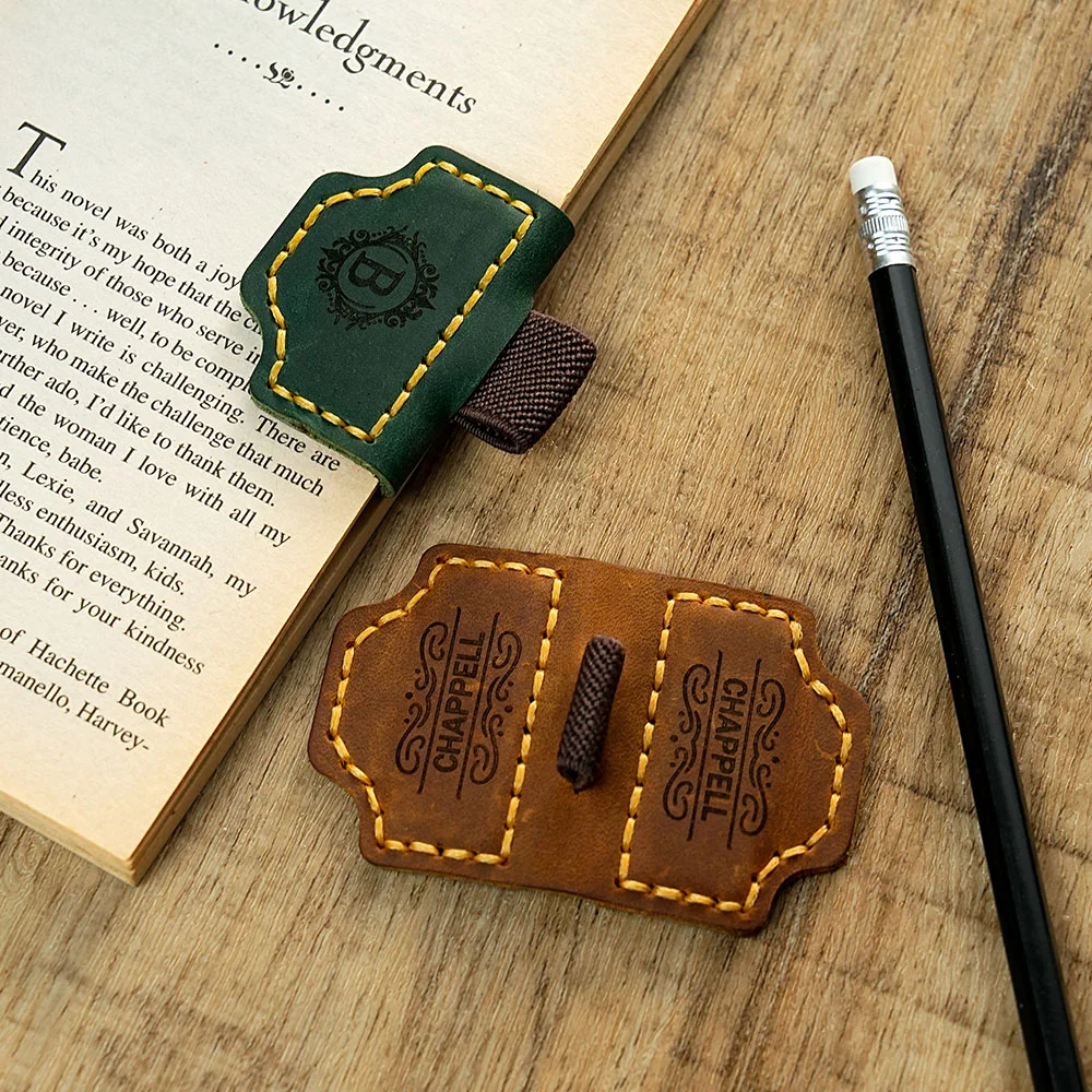Personalized Engraved Name Magnetic Leather Bookmark Clip with Pen Holder Reading Supplies Birthday School Office Gift for Book Lover Bookworm