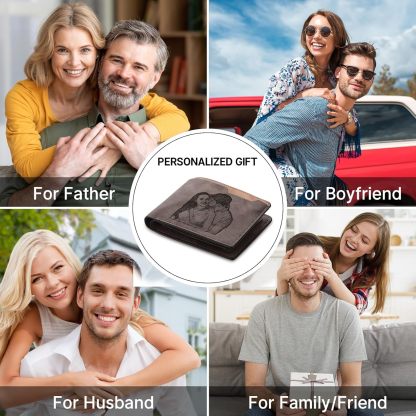 Custom Wallets for Men, Personalized Photo Wallets for Fathers Day, Personalized Gifts Engraved Wallets for Boyfriend Husband Dad Men Him