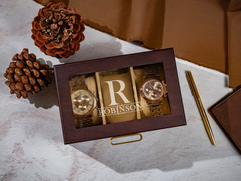 Watch Box Personalized Boyfriend Gift, Watch Case for Men, Gifts for Dad, Grandpa, Watch Storage Case, Christmas Gift for Husband