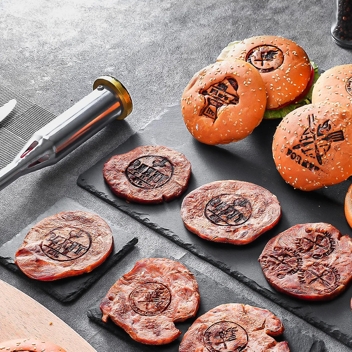 Burger Brand Iron Custom, Branding Iron For Burger, Electric Iron For Burger, Branding Iron For BBQ, Suitable For Restaurant Logo Stamps