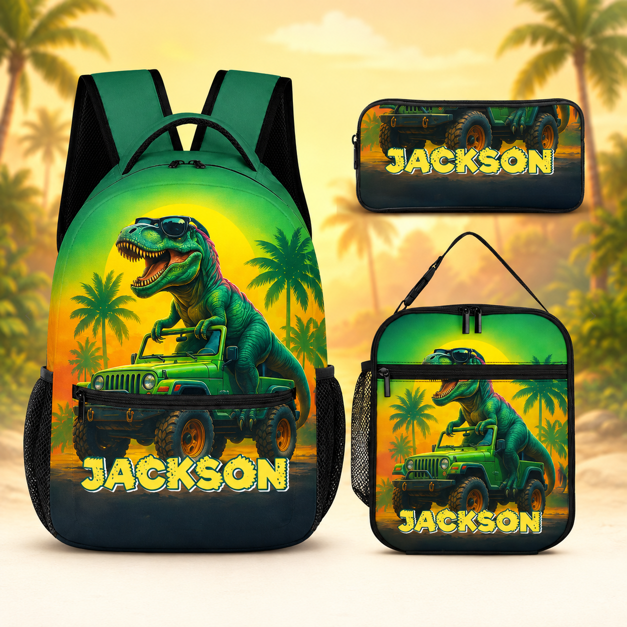 Customizable Dinosaur Truck Backpack - Personalized Name