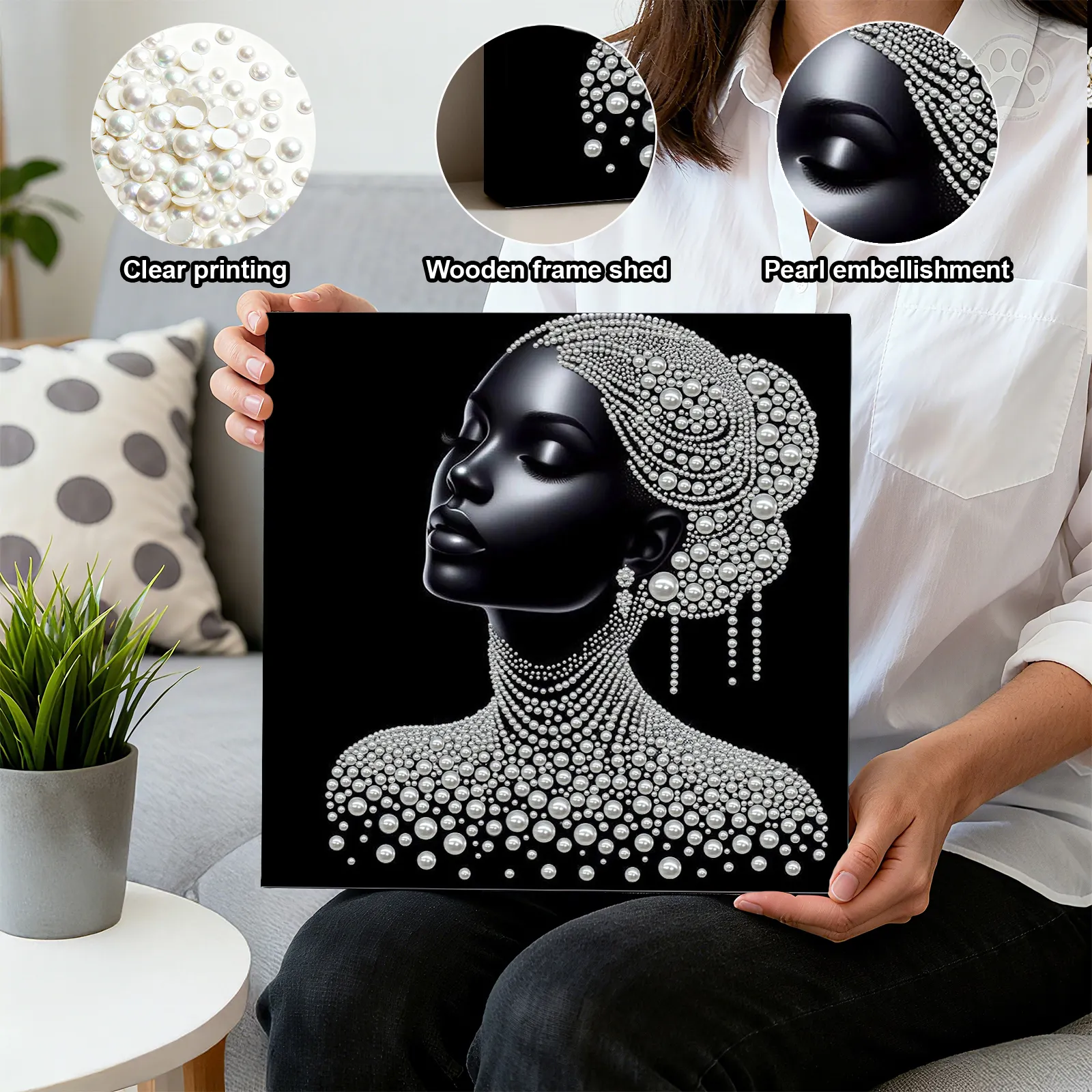 Framed Gracelady - Pearls Painting Kit for Creativity DIY Pearl Dot Crafts for Gift Home Wall Decor 