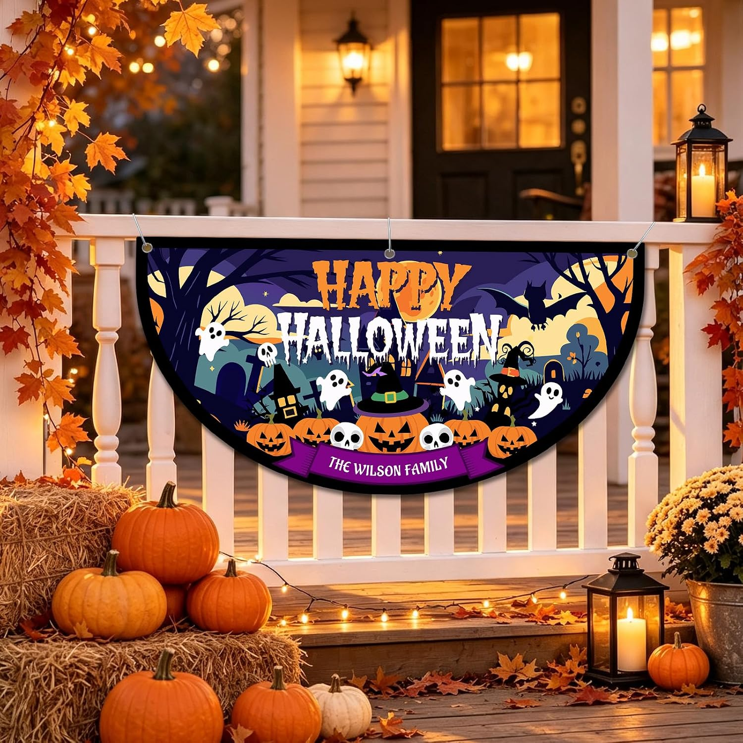 Custom Halloween Banner Personalized Halloween Bunting Party Backdrop for Indoor & Outdoor